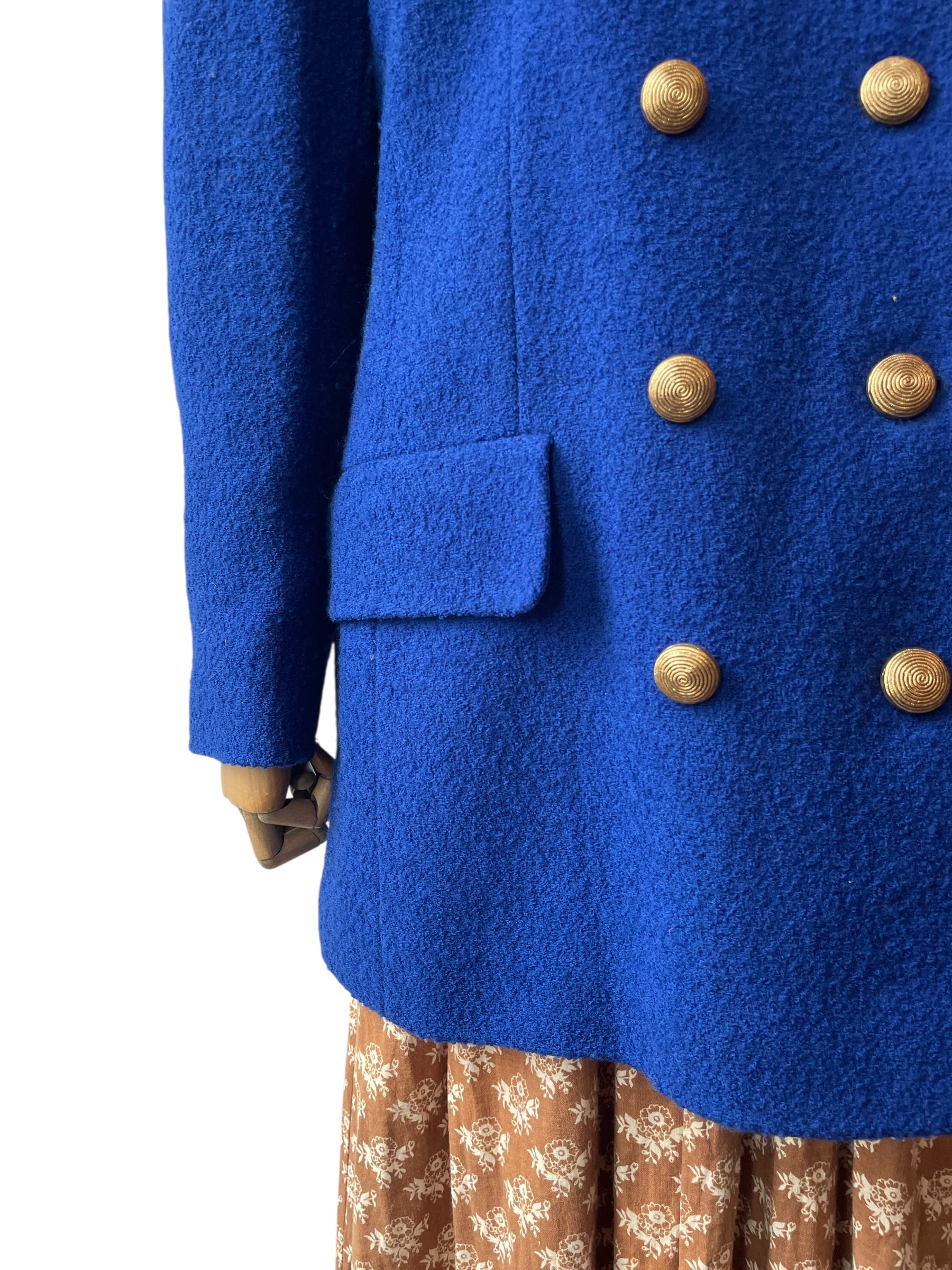 1980’s Vintage cobalt royal blue wool blazer with gold buttons