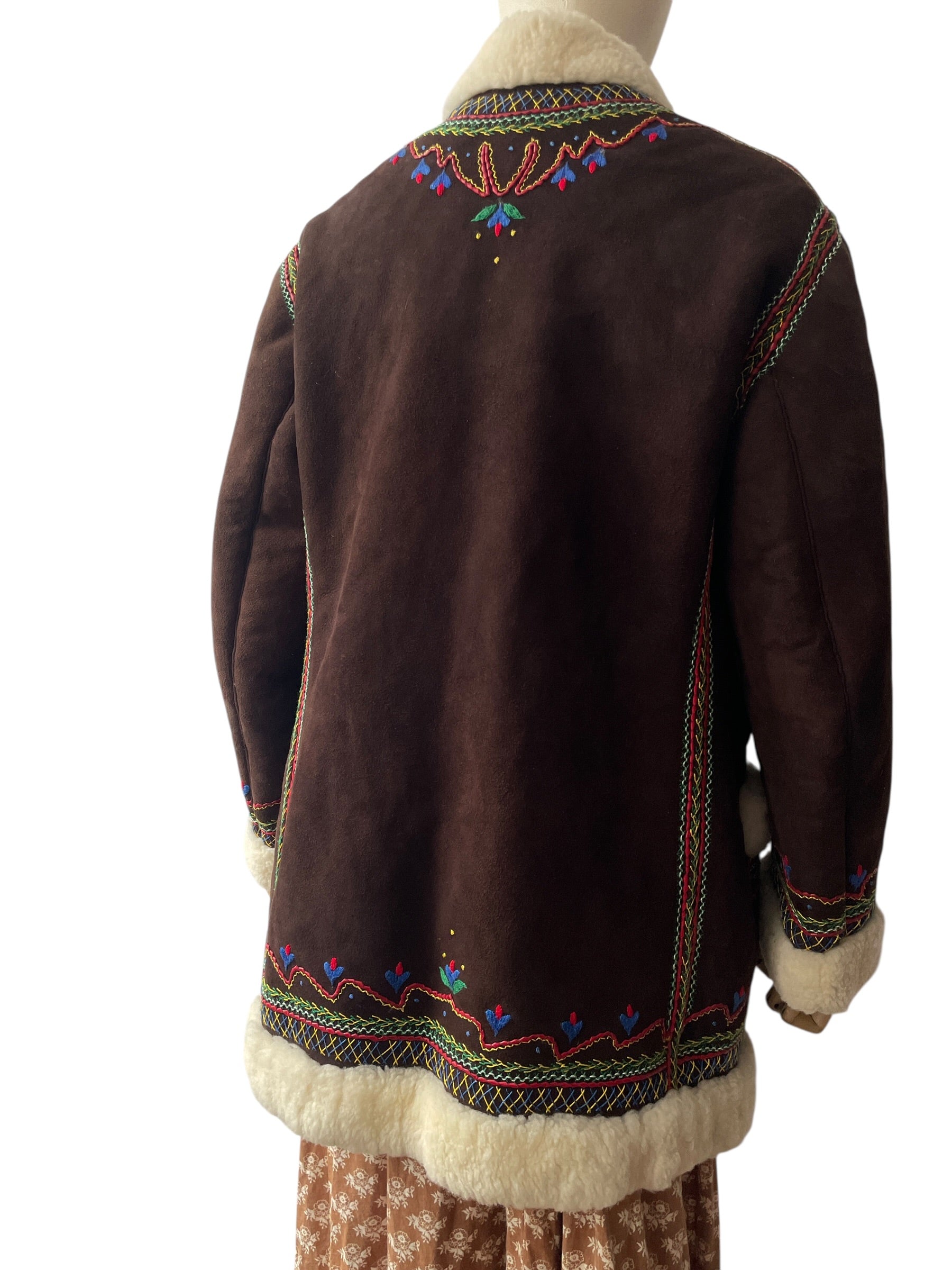 1970’s vintage Polish Highlander embroidered shearling sheepskin coat - vintage folklore folk