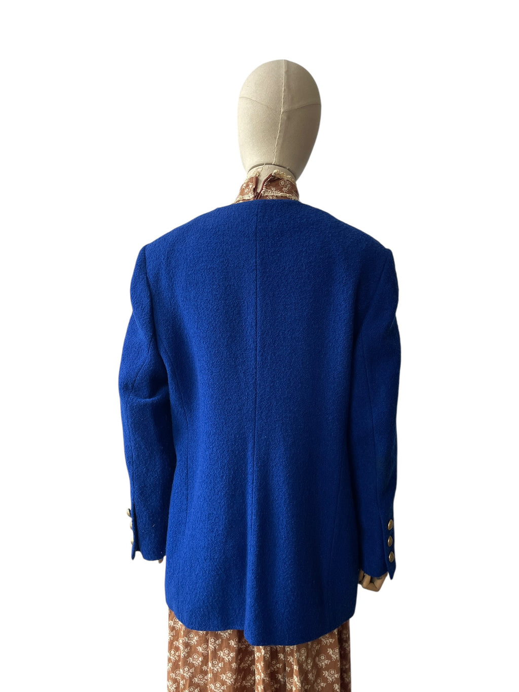 1980’s Vintage cobalt royal blue wool blazer with gold buttons