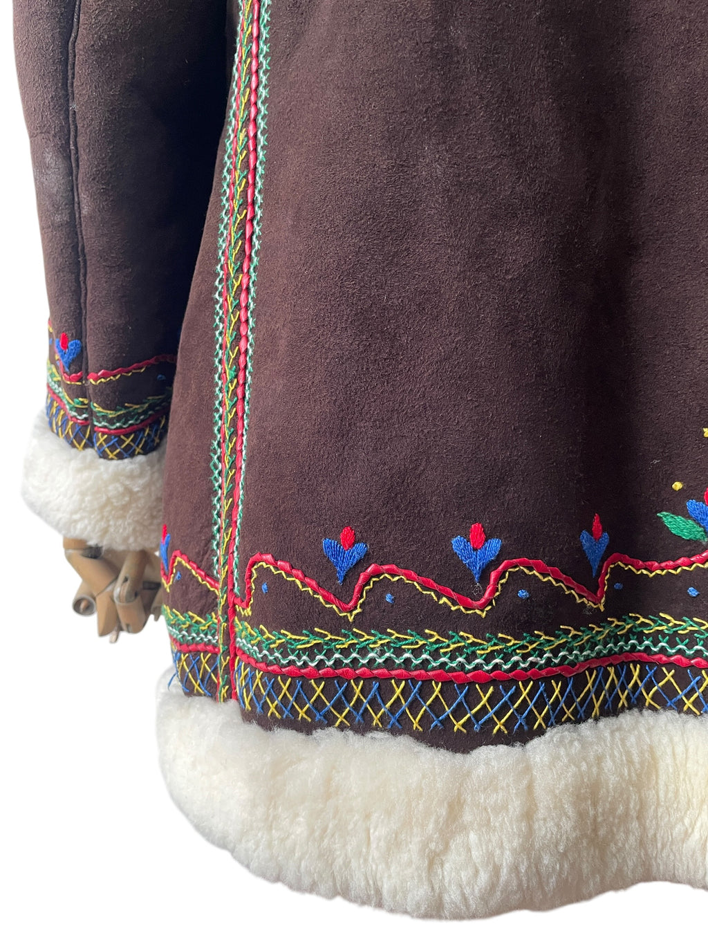 1970’s vintage Polish Highlander embroidered shearling sheepskin coat - vintage folklore folk