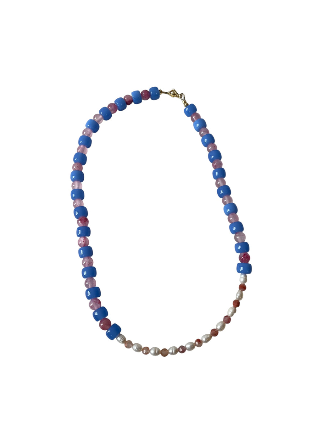 Light blue, pink and pearl natural stone necklace - handmade necklace - Atelier Sestraa