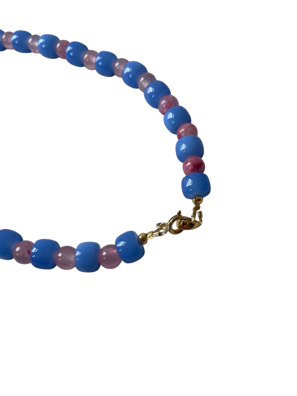 Light blue, pink and pearl natural stone necklace - handmade necklace - Atelier Sestraa