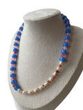 Light blue, pink and pearl natural stone necklace - handmade necklace - Atelier Sestraa