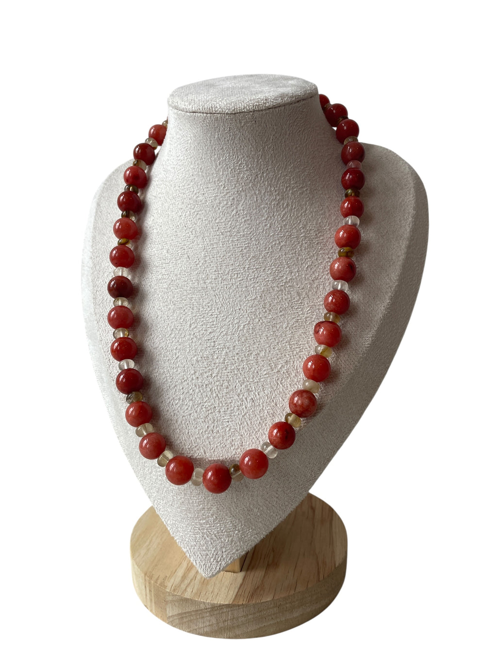 Handmade terracotta red stone beaded necklace - Atelier Sestra
