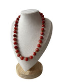 Handmade terracotta red stone beaded necklace - Atelier Sestra