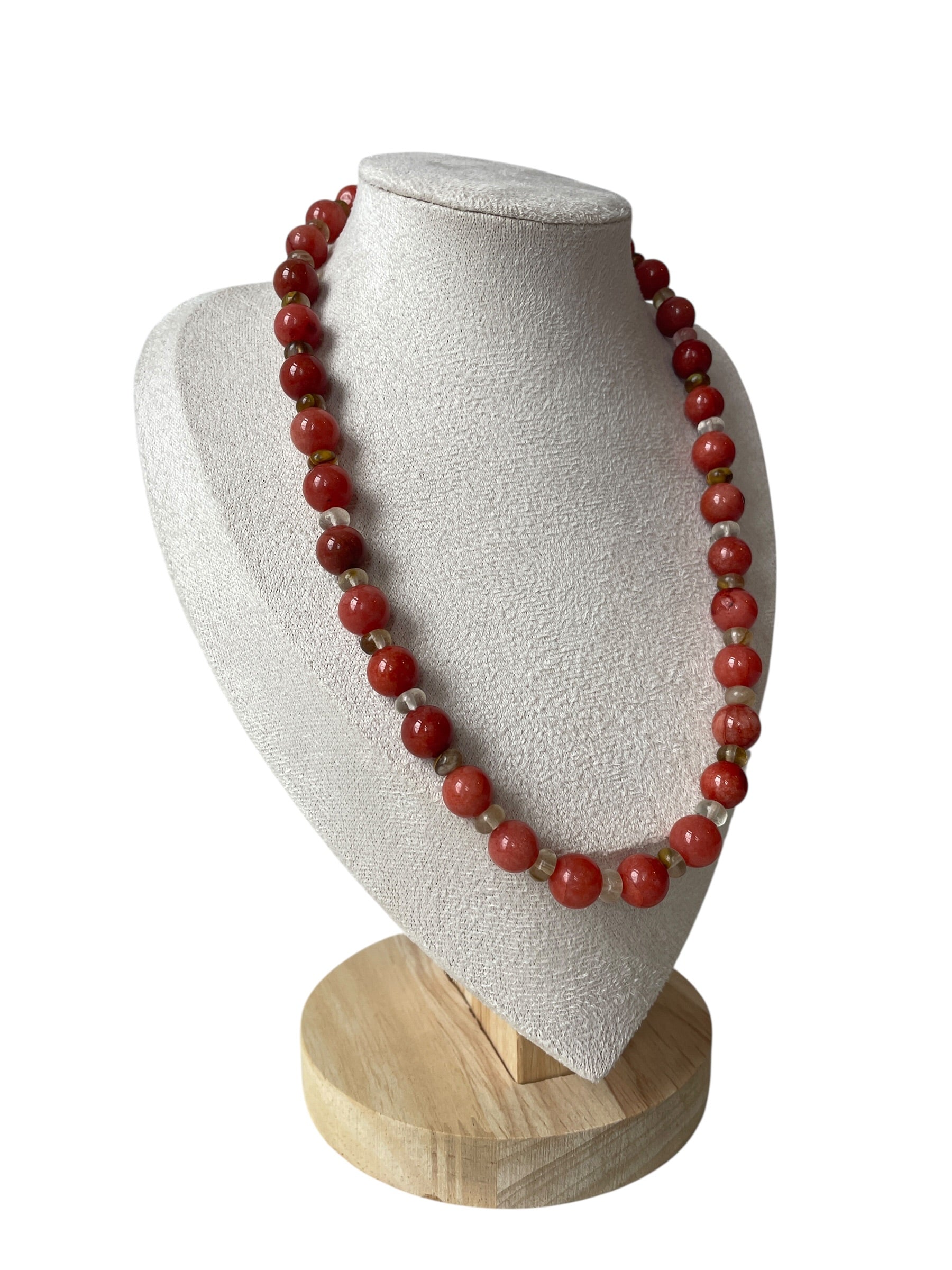 Handmade terracotta red stone beaded necklace - Atelier Sestra