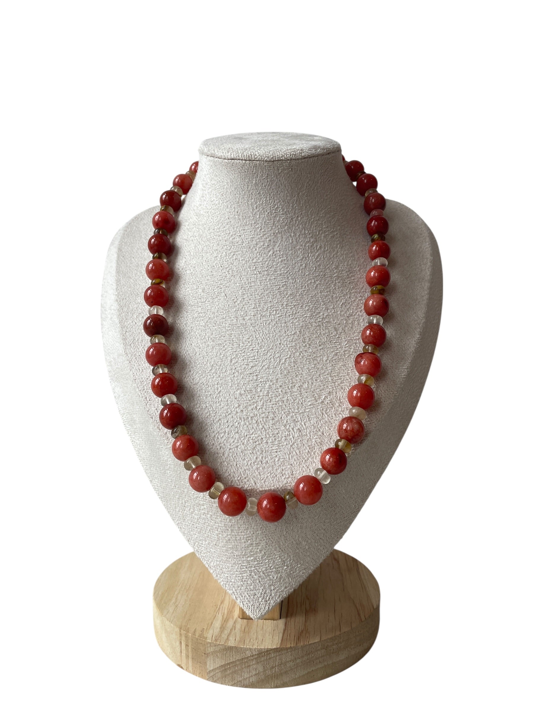 Handmade terracotta red stone beaded necklace - Atelier Sestra