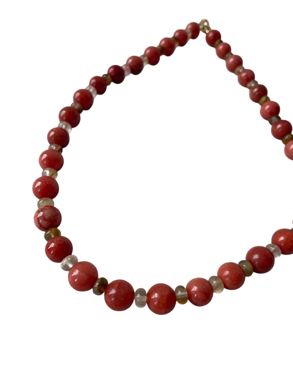 Handmade terracotta red stone beaded necklace - Atelier Sestra